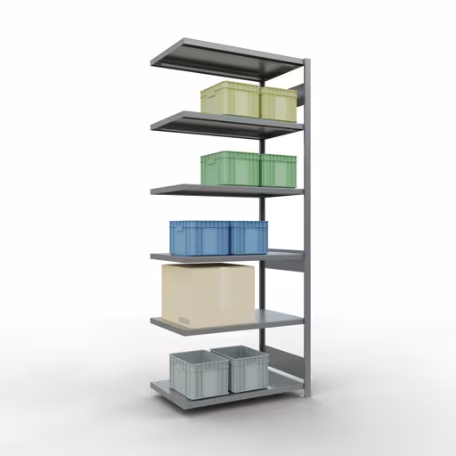 Productafbeelding nr. 14 van het artikel Aanbouwrekken, legbordstellingen, insteeksysteem MULTIplus330, 2500 x 1000 x 600 mm (HxBxD), 6 legborden, lengtestangen, verzinkt Afbeelding nr. 14 van het artikel aanbouwrekken, legbordstellingen, insteeksysteem MULTIplus330, 2500 x 1000 x 600 mm, 6 legborden, lengtestangen, verzinkt uit de productgroep insteeksysteem van Schulte Lagertechnik