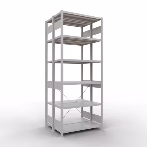 Productafbeelding nr. 13 van het artikel basisplank, dubbele plank, rekkensysteem MULTIplus250, 2500 x 1000 x (2x400) mm, 2x6 planken, kruisschoor, RAL 7035 lichtgrijs uit het rekkenprogramma van het merk Schulte Lagertechnik