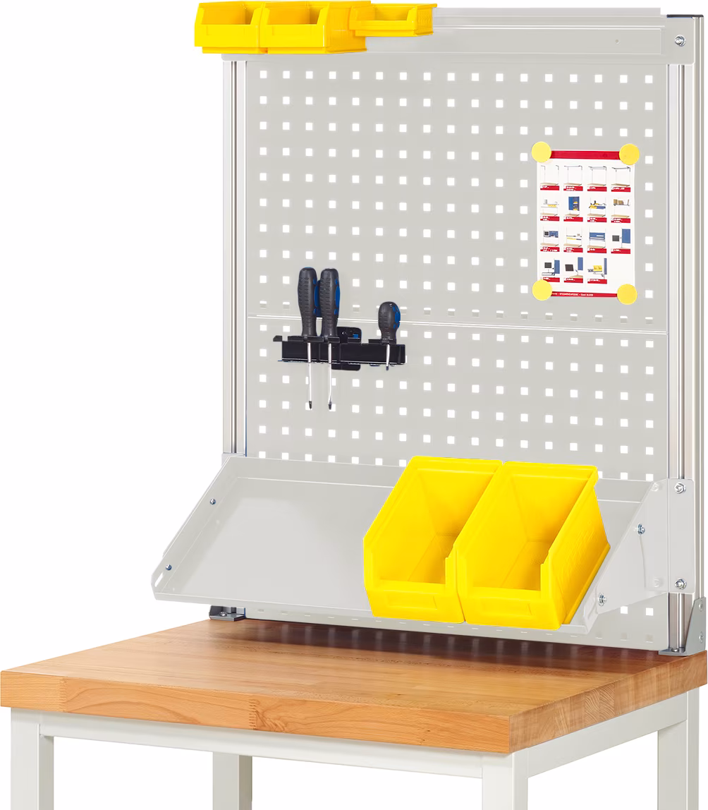 Systeemopbouw (complete set-02 B750 mm), voor montage op werkblad, RAL7035 van Rau Systeemmontage (complete set-02), voor montage op werkbladen uit de categorie Bedrijfsinrichtingen met artikelnummer SAE-KM02-0750.12