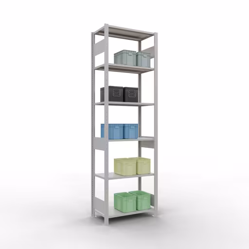 Basisplank, legplank, insteeksysteem MULTIplus150, 2500 x 750 x 400 mm, 6 planken, lengtestangen, RAL 7035 lichtgrijs van Schulte Lagertechnik uit de categorie insteeksystemen