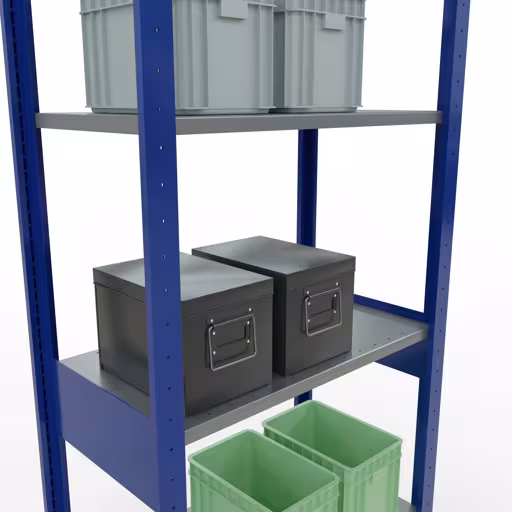 Basisplank, legbord, insteeksysteem MULTIplus150, 2500 x 750 x 400 mm, 6 legborden, lengtestangen, RAL 5010 gentiaanblauw/verzinkt/verzinkt met artikelnr. 12741-75-LR-B Basisplank, legplank, insteeksysteem MULTIplus150, 2500 x 750 x 400 mm, 6 legborden, lengtestangen, RAL 5010 gentiaanblauw/verzinkt/verzinkt van Schulte Lagertechnik uit de categorie insteeksystemen