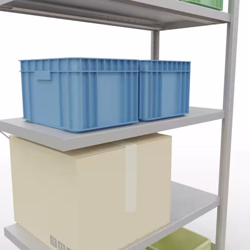 Figuur nr. 15 van het artikel aanbouwrekken, legbordstellingen, insteeksysteem MULTIplus330, 2000 x 1000 x 500 mm, 5 legborden, kruisschoor, RAL 7035 lichtgrijs uit de insteeksysteem productgroep van Schulte Lagertechnik.