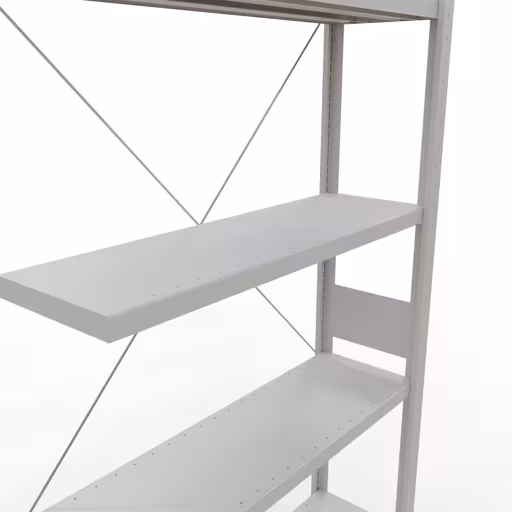 Aanbouwrekken, rekken, insteeksysteem MULTIplus330, 3000 x 1000 x 300 mm (HxBxD), 7 planken, kruisschoor, RAL 7035 lichtgrijs van Schulte Lagertechnik uit de categorie insteeksystemen