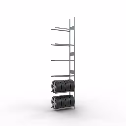 Afbeelding nr. 11 van het artikel aanbouwrek, wielen-/bandenrek, 4500 x 1050 x 400 mm, verzinkt, 6 opslagniveaus met 150 kg vakbelasting per niveau uit de productgroep legbordstellingen van Schulte Lagertechnik