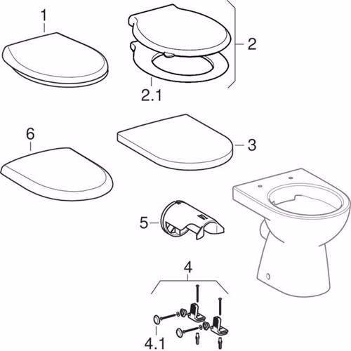 Technische Zeichnung 3966452 Geberit Renova staande wc-wastafel, horizontale uitloop, gedeeltelijk gesloten, randvrij, wit