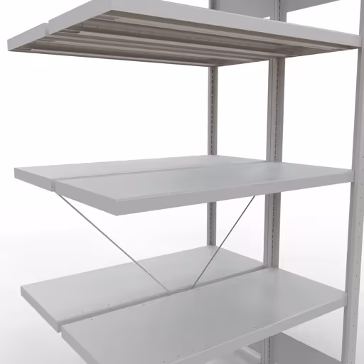 Aanbouwrekken, dubbele rekken, rekkensysteem MULTIplus250, 2000 x 1000 x (2x400) mm, 2x5 planken, kruisschoor, RAL 7035 lichtgrijs van Schulte Lagertechnik uit het rekkenprogramma