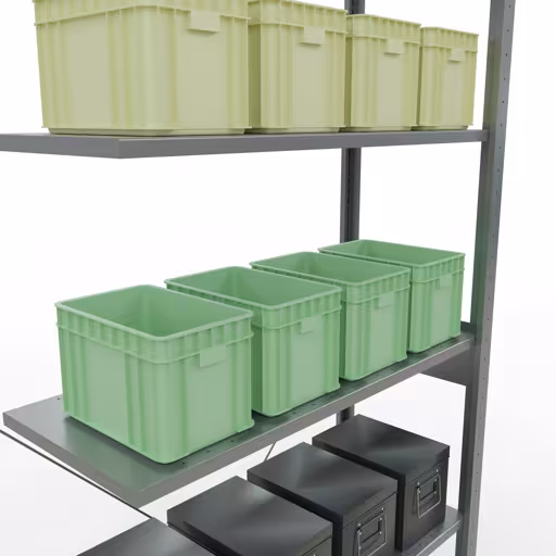 Figuur nr. 11 van het artikel aanbouwrekken, legbordstellingen, insteeksysteem MULTIplus85, 2500 x 1000 x 400 mm, 6 legborden, verzinkt uit de insteeksysteem productgroep van Schulte Lagertechnik.