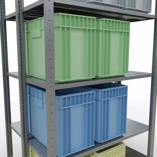 Afbeelding nr. 13 van het artikel basisrek, dubbel legbord, legbordinsteeksysteem MULTIplus150, 2000 x 1000 x (2x400) mm, 2x5 legborden, lengtestangen, verzinkt uit de productgroep legbordstellingen van Schulte Lagertechnik