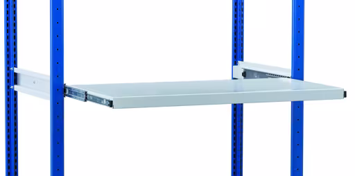 Uittrekbaar legbord 1000 x 300 mm, RAL 7035 lichtgrijs, draagvermogen 70 kg, accessoires, artikelnr. 32723