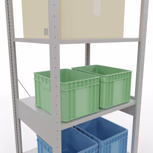 Extra afbeelding van het artikel Basisplank, legbord, insteeksysteem MULTIplus150, 2500 x 750 x 600 mm (HxBxD), 6 legborden, kruisschoor, RAL 7035 lichtgrijs Extra afbeelding van het artikel basisplank, legplank, insteeksysteem MULTIplus150, 2500 x 750 x 600 mm, 6 legborden, RAL 7035 lichtgrijs van basisplank