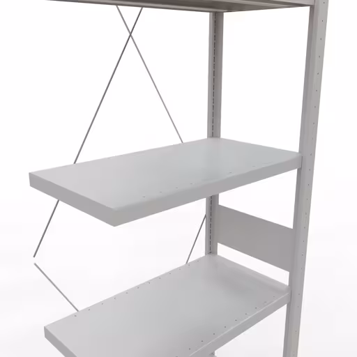 Aanbouwrekken, rekken, insteeksysteem MULTIplus250, 3000 x 750 x 400 mm, 7 legborden, kruisschoor, RAL 7035 lichtgrijs van Schulte Lagertechnik uit het assortiment insteeksysteem