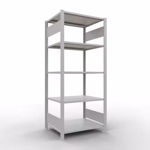 Basisplank, kantoorrek, insteeksysteem MULTIplus150, 1800 x 750 x 600 mm, 5 planken, zonder middenaanslag, lichtgrijs van het merk Schulte Lagertechnik uit het assortiment kantoorrekken