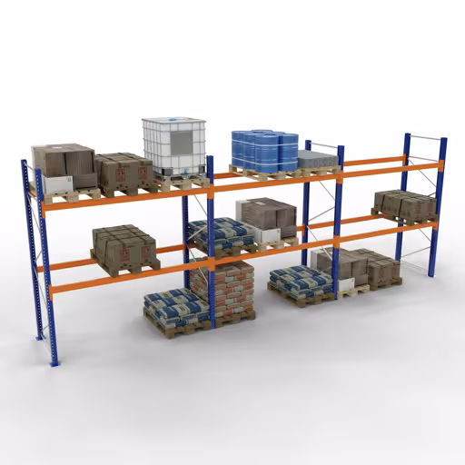 Palletstelling 3 velden van elk 2700 mm - 4000x1100mm, HxD, 18 staven (1500kg) van Schulte Lagertechnik uit het assortiment palletstellingen