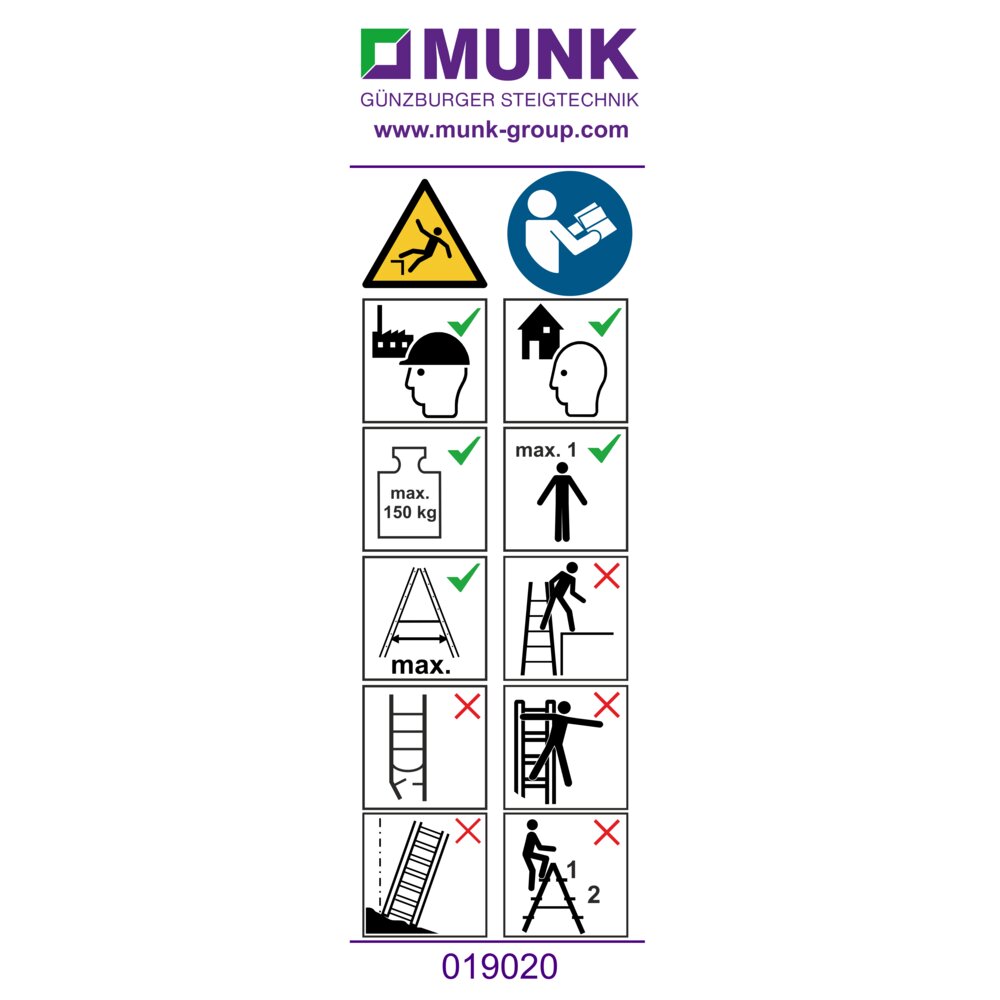 Munk waarschuwingssticker voor ladders van glazenwassers, sticker 19059 uit de categorie Speciale ladders, Professionele producten met artikelnummer 019299