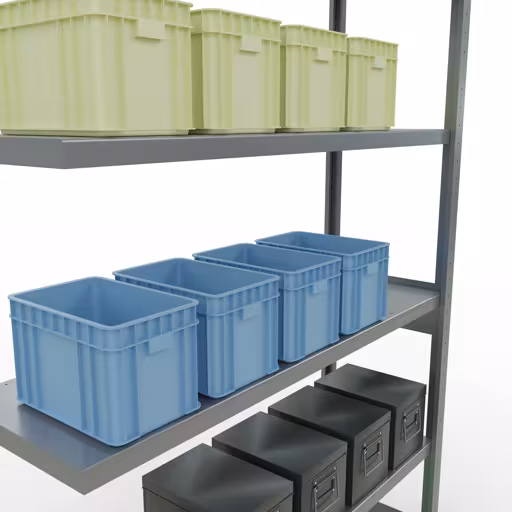 Afbeelding nr. 14 van het artikel aanbouwrekken, legbordstellingen, insteeksysteem MULTIplus250, 2500 x 1300 x 400 mm, 6 legborden, lengtestangen, verzinkt uit de productgroep insteeksysteem van Schulte Lagertechnik