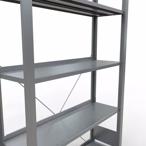 Figuur nr. 9 van het artikel basisplank, kantoorplank, insteeksysteem MULTIplus85, 1800 x 1000 x 300 mm, 5 planken, kruisschoor, verzinkt, met aanslagbalk uit de productgroep kantoorplanken van Schulte Lagertechnik.