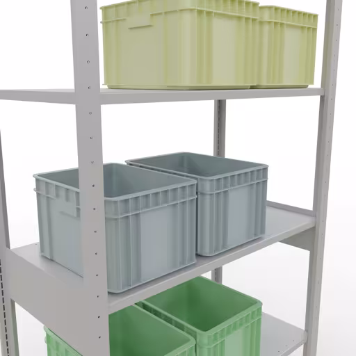 Productafbeelding nr. 15 van het artikel basisplank, legbord, insteeksysteem MULTIplus85, 2500 x 1000 x 500 mm (HxBxD), 6 legborden, lengtestangen, RAL 7035 lichtgrijs Figuur nr. 15 van het artikel basisrek, legplank-insteeksysteem MULTIplus85, 2500 x 1000 x 500 mm, 6 legborden, RAL 7035 lichtgrijs uit de productgroep insteeksysteem van het merk Schulte Lagertechnik.