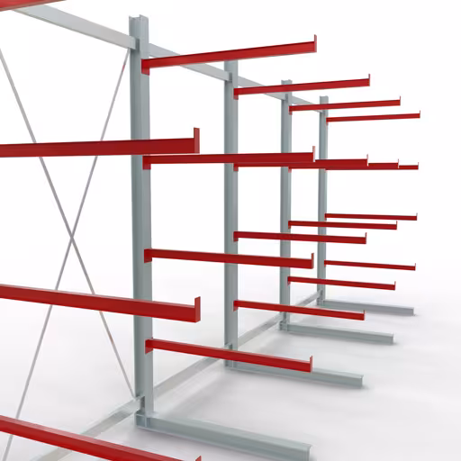 Afbeelding nr. 11 van het artikel K 6000 complete stelling, eenzijdig, 3000 x 7500 x 1250 mm, RAL 7001 / RAL 3000, 5 opslagniveaus uit de productgroep draagarmstellingen van Schulte Lagertechnik