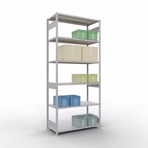 Figuur nr. 12 van het artikel basisrek, legbord, insteeksysteem MULTIplus250, 3000 x 1300 x 600 mm, 7 legborden, lengtestangen, RAL 7035 lichtgrijs uit de productgroep insteeksysteem van Schulte Lagertechnik