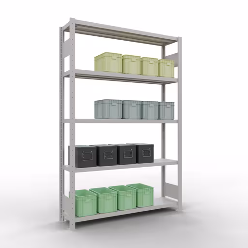 Productafbeelding nr. 14 van het artikel basisplank, legbord, insteeksysteem MULTIplus250, 2000 x 1300 x 300 mm (HxBxD), 5 legborden, lengtestangen, RAL 7035 lichtgrijs Afbeelding nr. 14 van het artikel basisplank, legbord, insteeksysteem MULTIplus250, 2000 x 1300 x 300 mm, 5 legborden, lengtestangen, RAL 7035 lichtgrijs uit de productgroep insteeksysteem van Schulte Lagertechnik