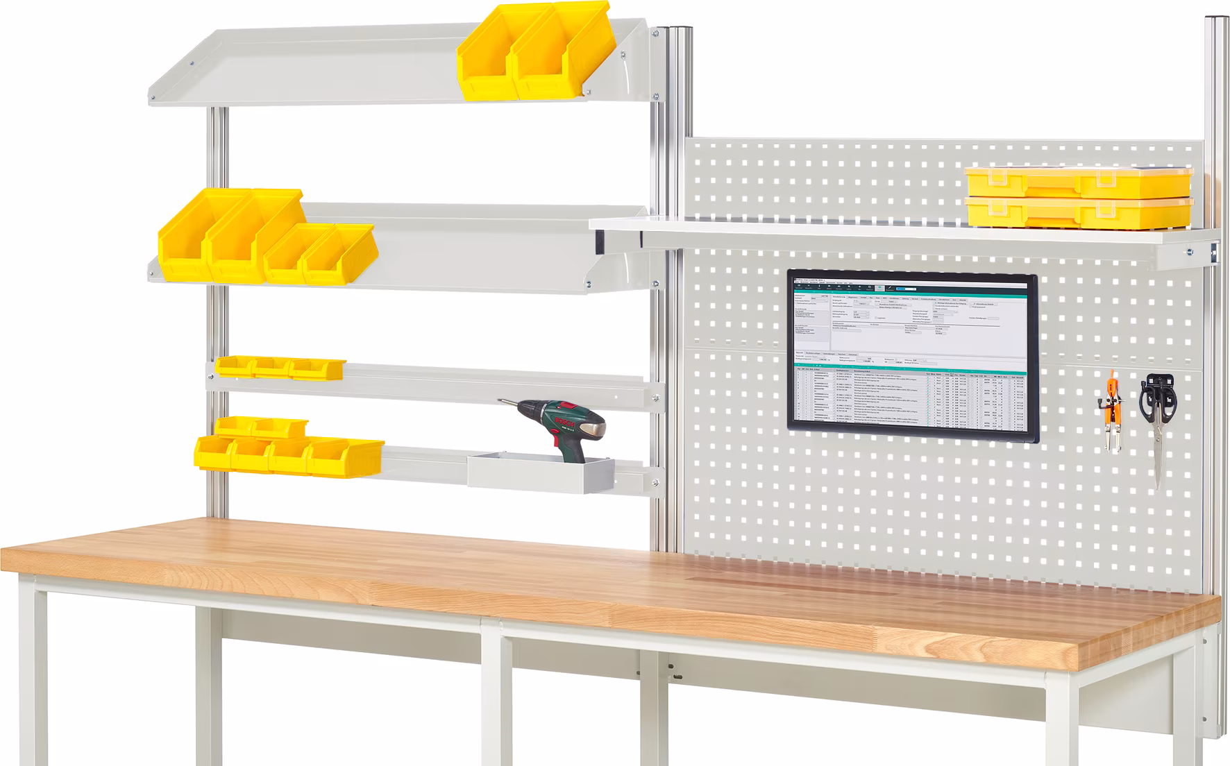 Systeemopbouw - Complete set 05, voor productbreedte 2500 mm, RAL7035/RAL7035 van Rau Systeemopbouw - Complete set 05 uit de categorie Werkplekinrichting met artikelnummer EE-BW-KS-05-2500.12