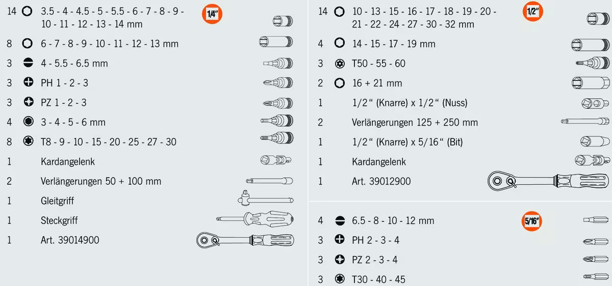 Extra afbeelding bij het artikel 1/4" + 1/2" PROJAHN professionele dopsleutelkoffer 91-delig gemaakt van dopsleutelsets en losse onderdelen