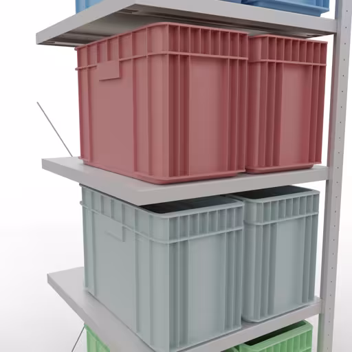 Extra afbeelding van het artikel Aanbouwplank, stellingkast MULTIplus250 insteeksysteem, 2000 x 750 x 800 mm (HxBxD), 5 legborden, kruisschoor, RAL 7035 lichtgrijs van aanbouwplank