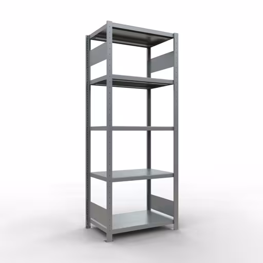 Basisplank, legplank, insteeksysteem MULTIplus250, 2000 x 750 x 500 mm (HxBxD), 5 legborden, lengtestangen, verzinkt, basisplank, art.nr. 12950-75-LR