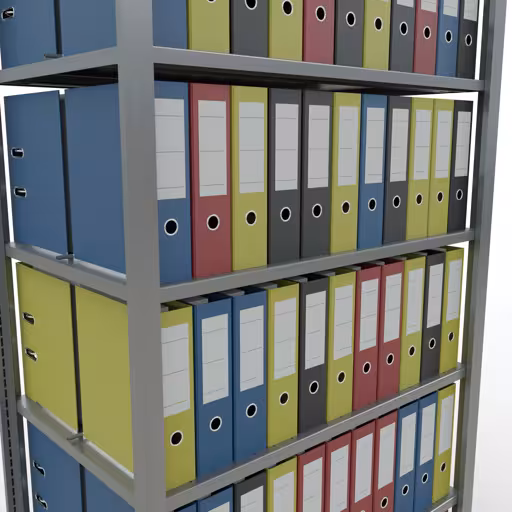 Afbeelding nr. 13 van het artikel, kantoorreksysteem MULTIplus150, 2300 x 1000 x 600 mm, 7 planken, verzinkt, met middenaanslag uit de productgroep kantoorrekken van Schulte Lagertechnik
