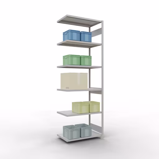 Figuur nr. 12 van het artikel aanbouwrekken, stellingrekken, insteeksysteem MULTIplus250, 3000 x 1000 x 600 mm (HxBxD), 7 planken, RAL 7035 lichtgrijs uit de productgroep insteeksysteem van het merk Schulte Lagertechnik.