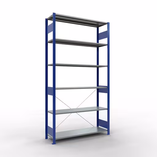 Productafbeelding nr. 11 van het artikel basisplank, legbord, insteeksysteem MULTIplus150, 2500 x 1300 x 400 mm, 6 legborden, RAL 5010 gentiaanblauw/verzinkt uit het insteeksysteem-assortiment van Schulte Lagertechnik