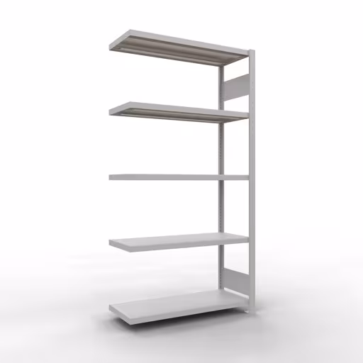Afbeelding nr. 14 van het artikel aanbouwrekken, legbordstellingen, insteeksysteem MULTIplus330, 2000 x 1000 x 400 mm, 5 legborden, lengtestangen, RAL 7035 lichtgrijs uit de productgroep insteeksysteem van Schulte Lagertechnik