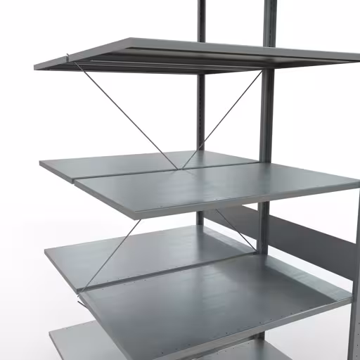 Figuur nr. 13 van het artikel aanbouwrekken, dubbele rekken, stellingplank insteeksysteem MULTIplus150, 3000 x 1000 x (2x1200) mm, 2x7 planken, dwarsschoor, verzinkt uit de stellingstelling productgroep van Schulte Lagertechnik