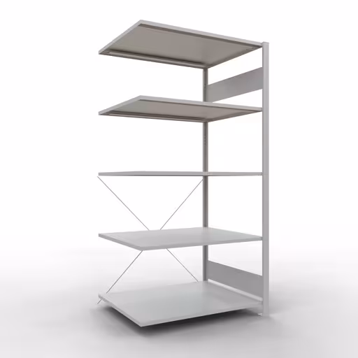Aanbouwrekken, rekken, insteeksysteem MULTIplus150, 2000 x 1000 x 800 mm (HxBxD), 5 planken, kruisschoor, RAL 7035 lichtgrijs van Schulte Lagertechnik Aanbouwrekken, rekken, insteeksysteem MULTIplus150, 2000 x 1000 x 800 mm (HxBxD), 5 legborden, kruisschoor, RAL 7035 lichtgrijs, aanbouwplank, art.nr. 32685
