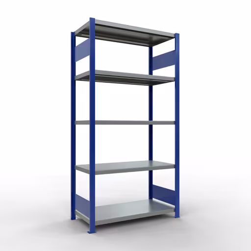 Figuur nr. 11 van het artikel basisrek, legbord, insteeksysteem MULTIplus330, 2000 x 1000 x 500 mm, 5 legborden, lengtestangen, RAL 5010 gentiaanblauw/verzinkt uit de productgroep insteeksysteem van het merk Schulte Lagertechnik.