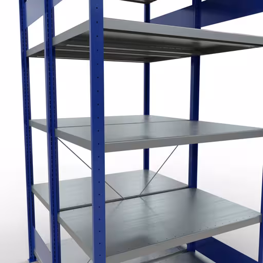 Afbeelding nr. 14 van het artikel basisplank, dubbele plank, stellingsysteem MULTIplus250, 2000 x 1000 x (2x600) mm, 2x5 planken, kruisschoor, RAL 5010 gentiaanblauw uit de productgroep stellingrekken van Schulte Lagertechnik
