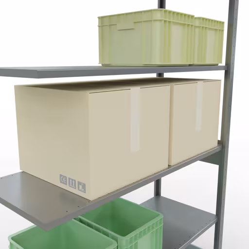 Productafbeelding nr. 7 van het artikel aanbouwrekken, legbord, insteeksysteem MULTIplus150, 2500 x 1300 x 500 mm, 6 legborden, verzinkt uit het assortiment insteeksysteem van Schulte Lagertechnik