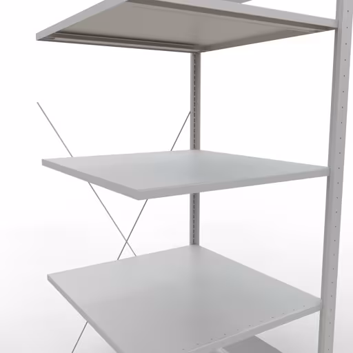 Aanbouwrekken, rekken, insteeksysteem MULTIplus150, 2000 x 750 x 800 mm (HxBxD), 5 legborden, kruisschoor, RAL 7035 lichtgrijs uit de categorie aanbouwrekken met GTIN 4004514238030 Aanbouwrek, stelling, insteeksysteem MULTIplus150, 2000 x 750 x 800 mm, 5 legborden, RAL 7035 lichtgrijs van het merk Schulte Lagertechnik uit het assortiment insteeksysteem