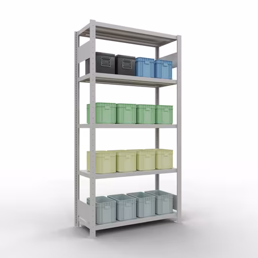 Figuur nr. 10 van het artikel basisplank, legplank, insteeksysteem MULTIplus330, 2000 x 1000 x 400 mm, 5 legborden, lengtestangen, RAL 7035 lichtgrijs uit de productgroep insteeksysteem van het merk Schulte Lagertechnik.