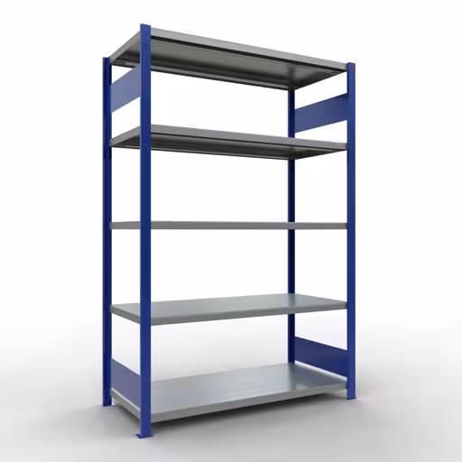 Figuur nr. 11 van het artikel basisrek, legbord, insteeksysteem MULTIplus250, 2000 x 1300 x 600 mm, 5 legborden, RAL 5010 gentiaanblauw/verzinkt uit de productgroep insteeksysteem van het merk Schulte Lagertechnik.