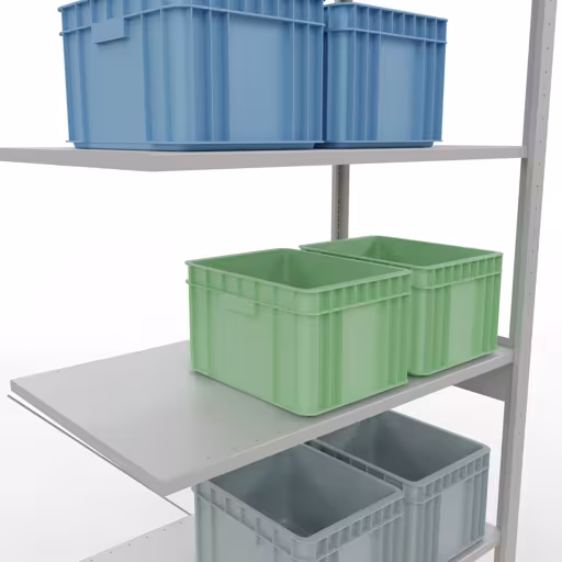 Productafbeelding nr. 16 van het artikel Aanbouwrekken, legbordstellingen, insteeksysteem MULTIplus85, 2500 x 1000 x 600 mm (HxBxD), 6 legborden, kruisschoor, RAL 7035 lichtgrijs Figuur nr. 16 van het artikel aanbouwrekken, legbordstellingen, insteeksysteem MULTIplus85, 2500 x 1000 x 600 mm, 6 legborden, RAL 7035 lichtgrijs uit de productgroep insteeksysteem van het merk Schulte Lagertechnik.