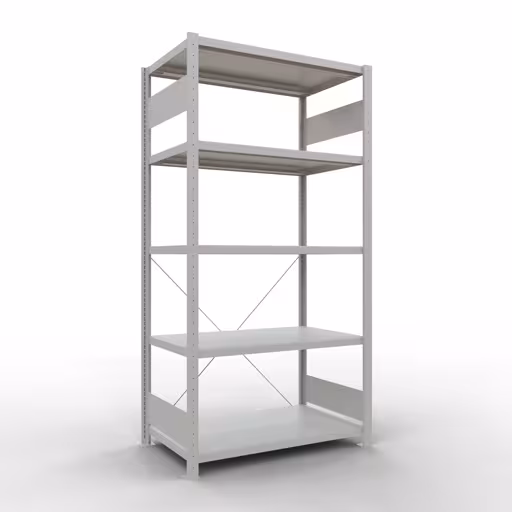 Basisplank, legbord, insteeksysteem MULTIplus250, 2000 x 1000 x 600 mm, 5 legborden, kruisschoor, RAL 7035 lichtgrijs van Schulte Lagertechnik uit de categorie insteeksysteem