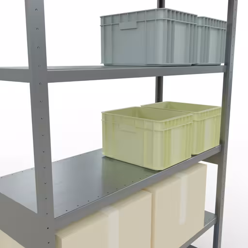 Figuur nr. 13 van het artikel basisrek, legbord, insteeksysteem MULTIplus250, 2500 x 1300 x 500 mm, 6 legborden, lengtestangen, verzinkt uit de insteeksysteem productgroep van Schulte Lagertechnik.