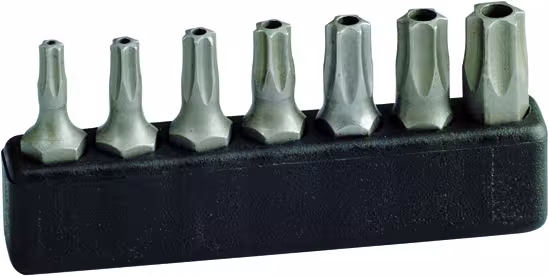 1/4" bitset L25 mm TX met boring T10 - T40 7-delig, bits & bithouder, artikelnr. 2758