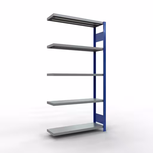 Afbeelding nr. 14 van het artikel aanbouwrekken, legbordstellingen, insteeksysteem MULTIplus250, 2000 x 1000 x 300 mm, 5 legborden, lengtestangen, RAL 5010 gentiaanblauw/verzinkt uit de productgroep insteeksysteem van Schulte Lagertechnik.