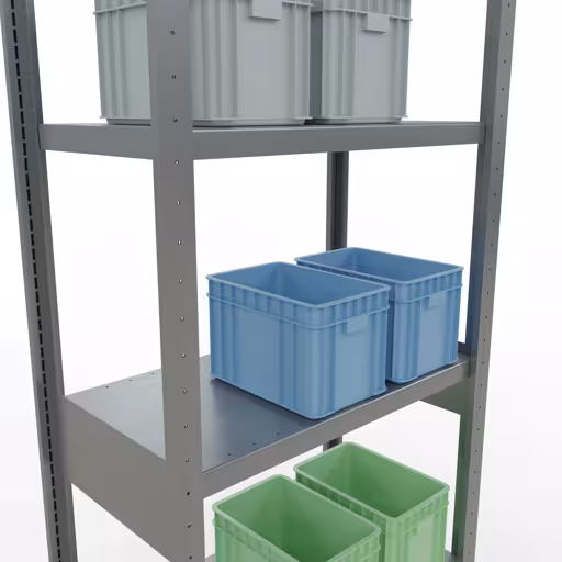 Basisplank, legbord, insteeksysteem MULTIplus250, 2500 x 750 x 400 mm, 6 legborden, lengtestangen, verzinkt van Schulte Lagertechnik uit het assortiment insteeksysteem