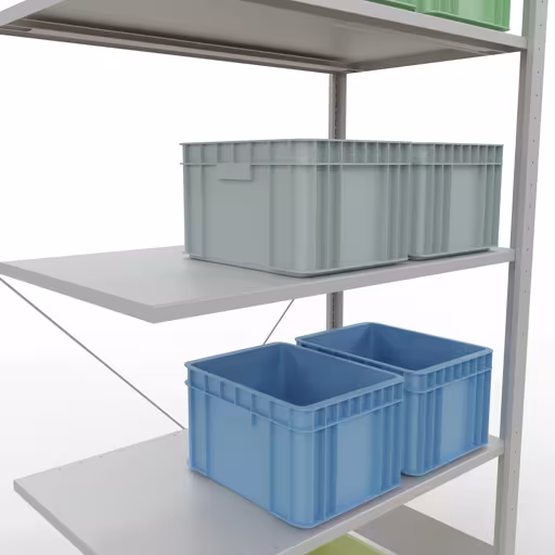 Aanbouwrek, stelling, insteeksysteem MULTIplus150, 2000 x 1000 x 600 mm, 5 legborden, kruisschoor, RAL 7035 lichtgrijs van Schulte Lagertechnik uit het assortiment insteeksysteem