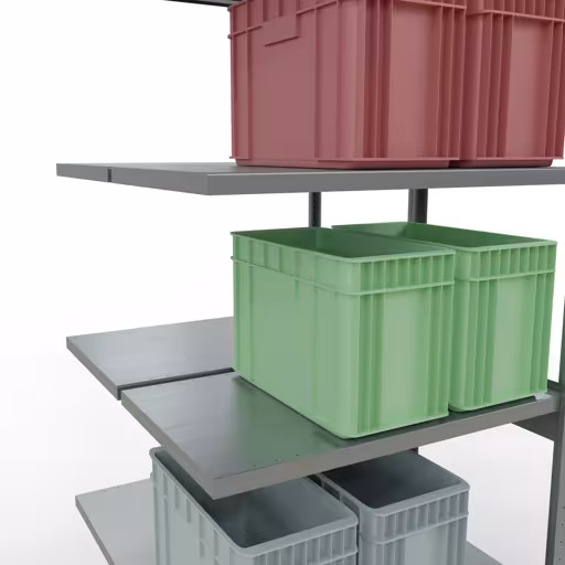 Aanbouwrekken, dubbele rekken, stellingsysteem MULTIplus250, 3000 x 1000 x (2x600) mm (HxBxD), 2x7 planken, lengtestangen, verzinkt met artikelnr. 17967 Aanbouwrekken, dubbele rekken, rekkensysteem MULTIplus250, 3000 x 1000 x (2x600) mm, 2x7 planken, lengtestangen, verzinkt van Schulte Lagertechnik uit de categorie rekken