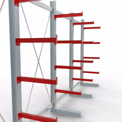 Productafbeelding nr. 10 van artikel K 3000 compleet legbord, eenzijdig, 2500 x 5200 x 600 mm, RAL 7001 / RAL 3000, 5 opbergniveaus Afbeelding nr. 10 van het artikel K 3000 complete stelling, eenzijdig, 2500 x 5200 x 600 mm, RAL 7001 / RAL 3000, 5 opslagniveaus uit de productgroep draagarmstellingen van Schulte Lagertechnik