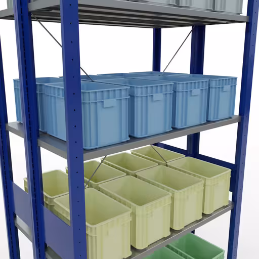 Extra afbeelding van het artikel Basisplank, dubbele plank, legplank-insteeksysteem MULTIplus150, 3000 x 1000 x (2x600) mm (HxBxD), 2x7 legborden, kruisschoor, RAL 5010 gentiaanblauw Extra afbeelding van het artikel Basisplank, dubbele plank, plankinsteeksysteem MULTIplus150, 3000 x 1000 x (2x600) mm, 2x7 planken, RAL 5010 gentiaanblauw uit dubbele planken